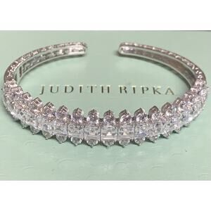 Judith Ripka Statement Cuff Bracelet Sterling Silver & CZ's with Hinged Opening